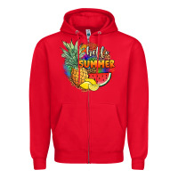 Red hello summer pineapple Zipper Hoodie - JahusDesignShop