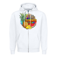 White hello summer pineapple Zipper Hoodie - JahusDesignShop