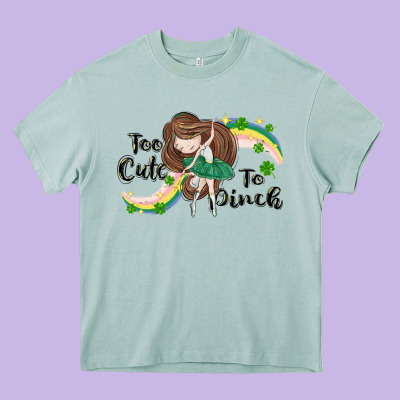 St. Patrick' Too Cute To Pinch Heavy Core Tee Designed By Cowgirlartshop