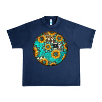 Navy Round western pattern Urban Heavy Tee - Jasminsmagicworld