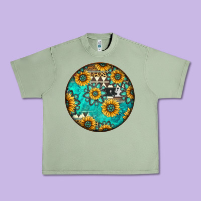 Round Western Pattern Urban Heavy Tee Designed By Jasminsmagicworld