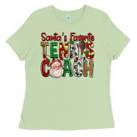 Matcha Santa's Favorite Tennis Coach For Christmas Ladies Tee - FaDigitalArtStudio