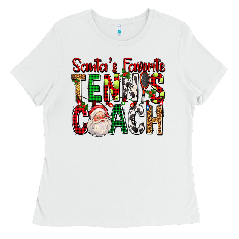 Santa's Favorite Tennis Coach For Christmas Ladies Tee by FaDigitalArtStudio | Teevron