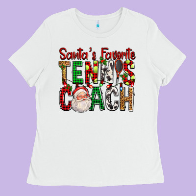Santa's Favorite Tennis Coach For Christmas Ladies Tee Designed By Fadigitalartstudio