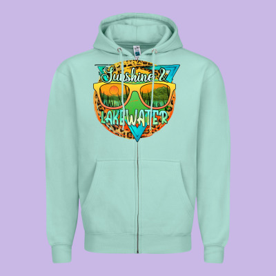 Sunshine & Lakewater Zipper Hoodie Designed By Jahusdesignshop
