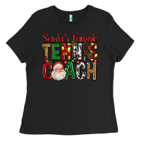 Black Santa's Favorite Tennis Coach For Christmas Ladies Tee - FaDigitalArtStudio