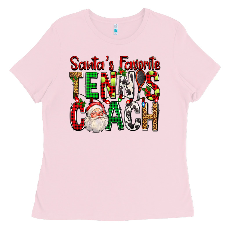 Santa's Favorite Tennis Coach For Christmas Ladies Tee by FaDigitalArtStudio | Teevron