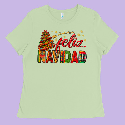Feliz Navidad With Sombrero Tree Ladies Tee Designed By Bundleandbundleshop