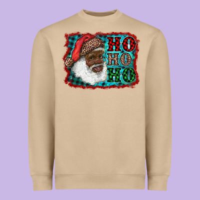 African American Santa Ho Ho Ho Heavyweight Sweatshirt Designed By Ranaportraitstore