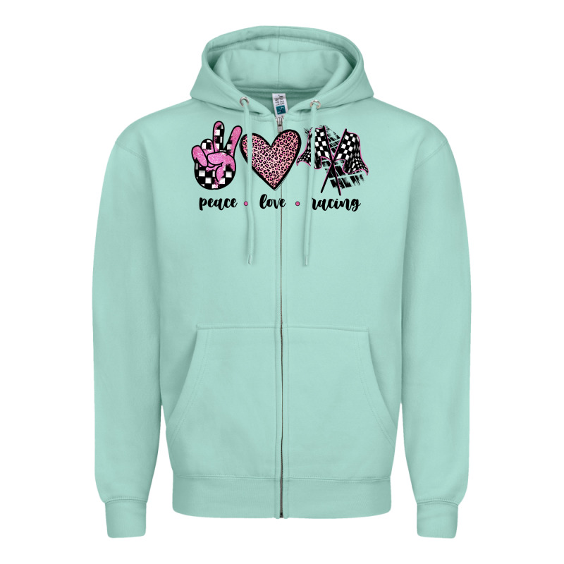 Peace Love Racing Zipper Hoodie by JahusDesignShop | Teevron