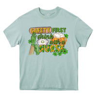 Arona Safety first drink with a Nurse St. Patrick's Day Heavy Core Tee - CowGirlArtShop