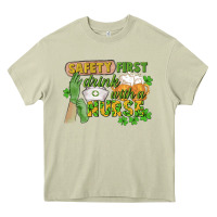 Mossy Safety first drink with a Nurse St. Patrick's Day Heavy Core Tee - CowGirlArtShop
