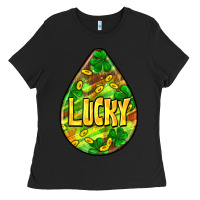 Black St.patrick's teardrop earrings Ladies Tee - FaDigitalArtStudio