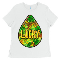 White St.patrick's teardrop earrings Ladies Tee - FaDigitalArtStudio