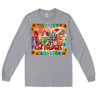 Heather Grey Love Christmas gnome Long Sleeve Tee - CowhideDigitalArt