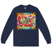 Navy Love Christmas gnome Long Sleeve Tee - CowhideDigitalArt