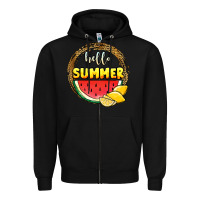 Black hello summer watermelon Zipper Hoodie - JahusDesignShop