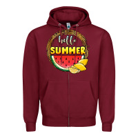 Burgundy hello summer watermelon Zipper Hoodie - JahusDesignShop