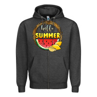Charcoal Heather hello summer watermelon Zipper Hoodie - JahusDesignShop