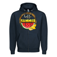 Navy hello summer watermelon Zipper Hoodie - JahusDesignShop
