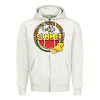 Oatmeal Heather hello summer watermelon Zipper Hoodie - JahusDesignShop