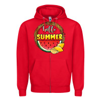 Red hello summer watermelon Zipper Hoodie - JahusDesignShop