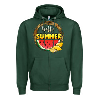 Sports Green hello summer watermelon Zipper Hoodie - JahusDesignShop