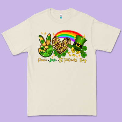 Peace Love St. Patrick's Day Premium Tee Designed By Oliviacreatesart