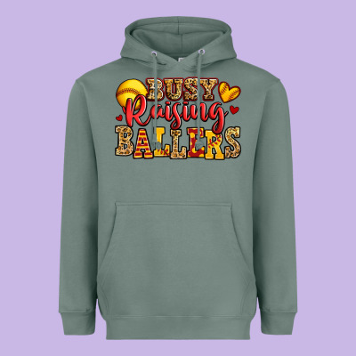 Busy Raising Ballers Softball Heavyweight Hoodie Designed By Jasminsmagicworld