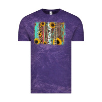 Cloud Purple aztec leopard turquoise sunflower background Vintage Tee - RanaPortraitStore