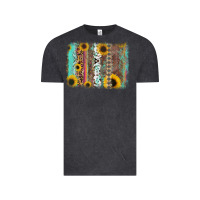Vintage Black aztec leopard turquoise sunflower background Vintage Tee - RanaPortraitStore
