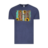 Vintage Denim aztec leopard turquoise sunflower background Vintage Tee - RanaPortraitStore