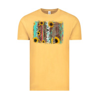 Vintage Mustard aztec leopard turquoise sunflower background Vintage Tee - RanaPortraitStore