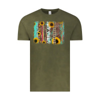 Vintage Olive aztec leopard turquoise sunflower background Vintage Tee - RanaPortraitStore