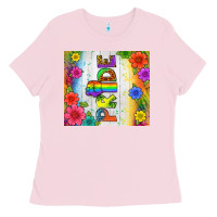 Bubblegum Pink LGBTQ+ Pride With Flower Tumbler Ladies Tee - BundleAndBundleShop