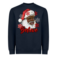 Navy african american santa believe Heavyweight Sweatshirt - RanaPortraitStore
