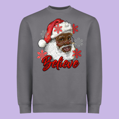 African American Santa Believe Heavyweight Sweatshirt Designed By Ranaportraitstore