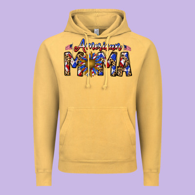 American Mama Vintage Hoodie Designed By Cowhidedigitalart