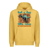 Antique Gold just a boy who loves baby spinosaurus Premium Hoodie - Artiststas