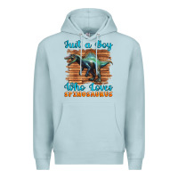 Blue Mist just a boy who loves baby spinosaurus Premium Hoodie - Artiststas
