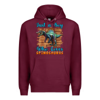 Burgundy just a boy who loves baby spinosaurus Premium Hoodie - Artiststas