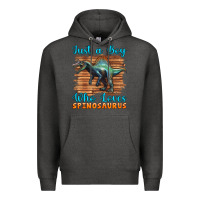 Charcoal Heather just a boy who loves baby spinosaurus Premium Hoodie - Artiststas