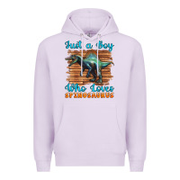 Lilac just a boy who loves baby spinosaurus Premium Hoodie - Artiststas