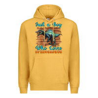 Mustard just a boy who loves baby spinosaurus Premium Hoodie - Artiststas