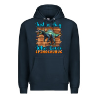 Navy just a boy who loves baby spinosaurus Premium Hoodie - Artiststas