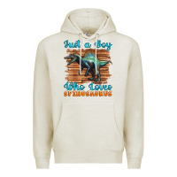 Oatmeal Heather just a boy who loves baby spinosaurus Premium Hoodie - Artiststas