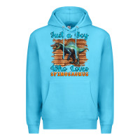 Ocean Blue just a boy who loves baby spinosaurus Premium Hoodie - Artiststas