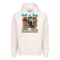 Pale Pink just a boy who loves baby spinosaurus Premium Hoodie - Artiststas
