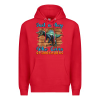 Red just a boy who loves baby spinosaurus Premium Hoodie - Artiststas