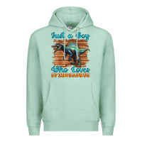 Seafoam just a boy who loves baby spinosaurus Premium Hoodie - Artiststas